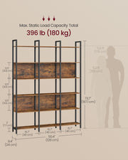Industrial Style Bookcase with Six Shelves for Home or Office Storage by Vasagle