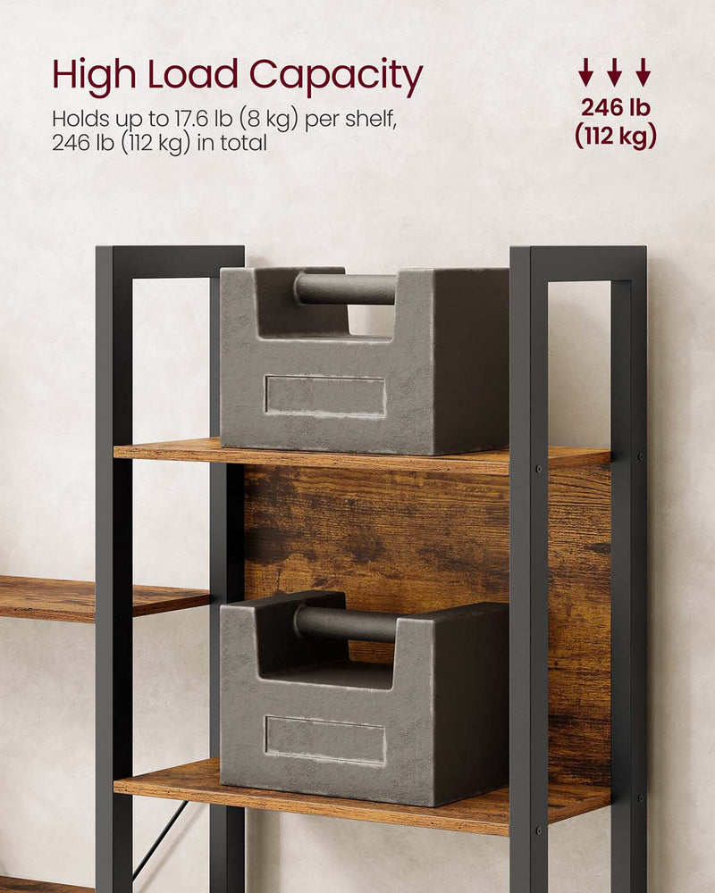 Tall Rustic Brown and Black Bookcase with 14 Open Shelves for Home or Office by Vasagle