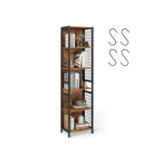 Tall Bookcase with Hooks and Open Shelves for Office or Living Room Storage by Vasagle
