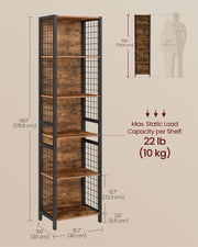 Tall Bookcase with Hooks and Open Shelves for Office or Living Room Storage by Vasagle