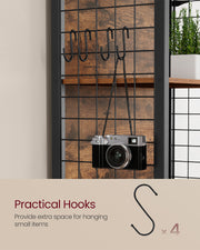 Tall Wooden Bookcase with Hooks and Multiple Storage Shelves for Home Office by Vasagle