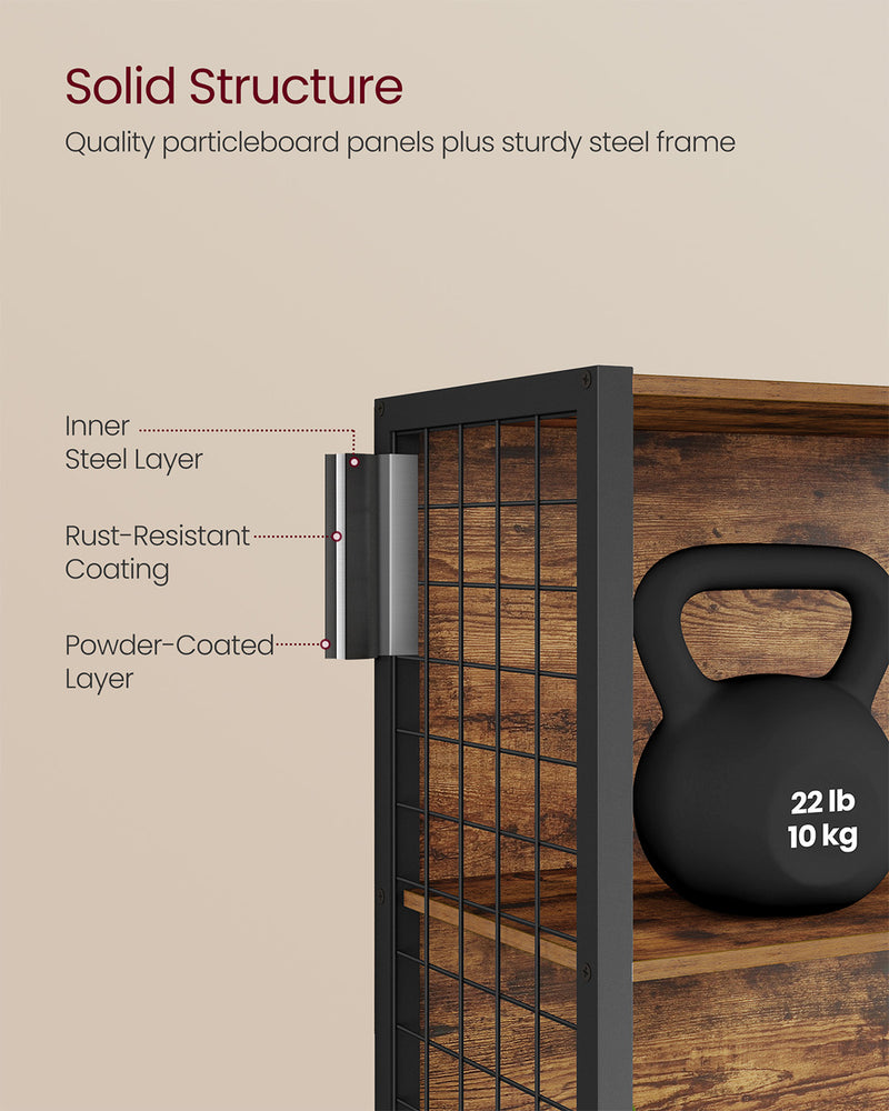 Tall Wooden Bookcase with Hooks and Multiple Storage Shelves for Home Office by Vasagle