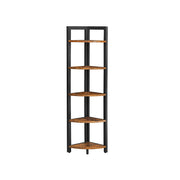 Industrial Brown 5 Tier Corner Shelf Unit for Living Room or Office by Vasagle