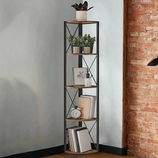 5 Tier Corner Shelf Unit Space Saving Storage for Plants Books and Decor by Vasagle