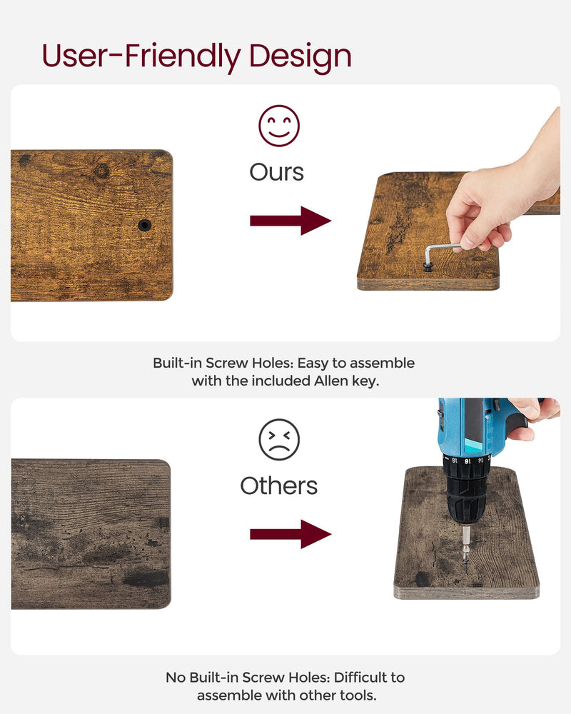 Rustic Brown L Shaped Floating Corner Shelves Set of 2 for Wall Storage by Vasagle