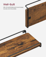 Rustic Brown L Shaped Floating Corner Shelves Set of 2 for Wall Storage by Vasagle