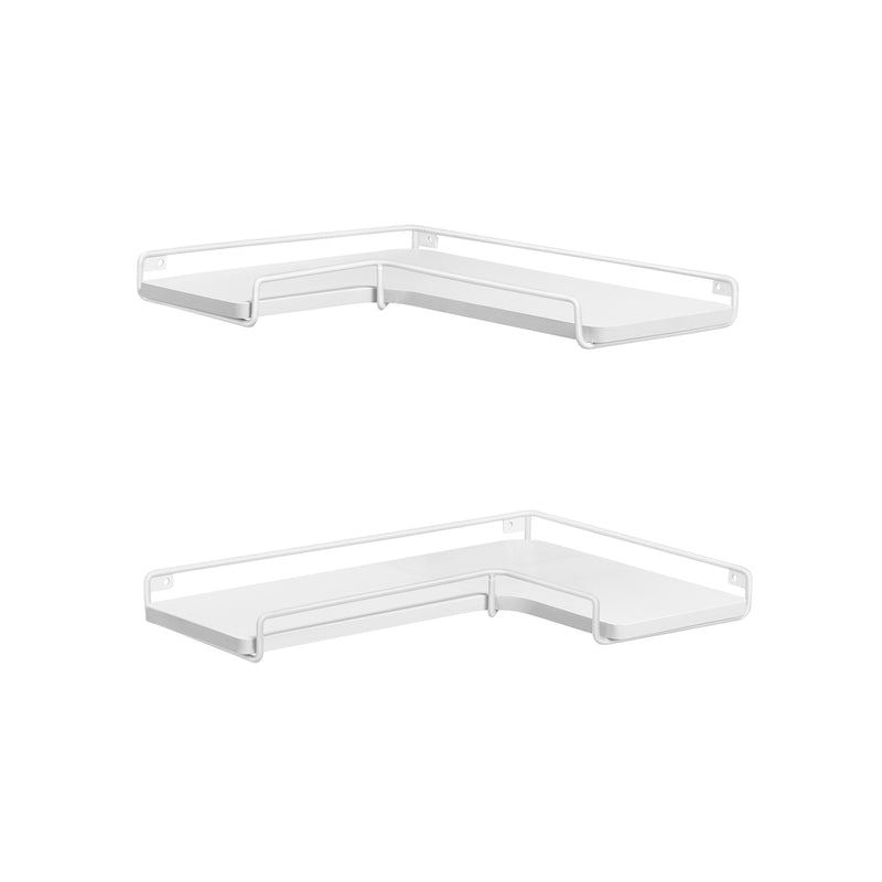 Set of 2 White L Shaped Floating Wall Shelves for Modern Storage and Display by Vasagle
