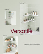 Set of 2 White L Shaped Floating Wall Shelves for Modern Storage and Display by Vasagle