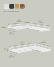 Set of 2 White L Shaped Floating Wall Shelves for Modern Storage and Display by Vasagle