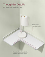 Set of 2 White L Shaped Floating Wall Shelves for Modern Storage and Display by Vasagle