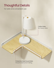 Set of 2 L Shaped Wall Mounted Floating Shelves in Natural Oak and White by Vasagle