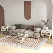 Set of 2 Modern Bedside Tables with Drawer and Shelf for Bedroom or Living Room White