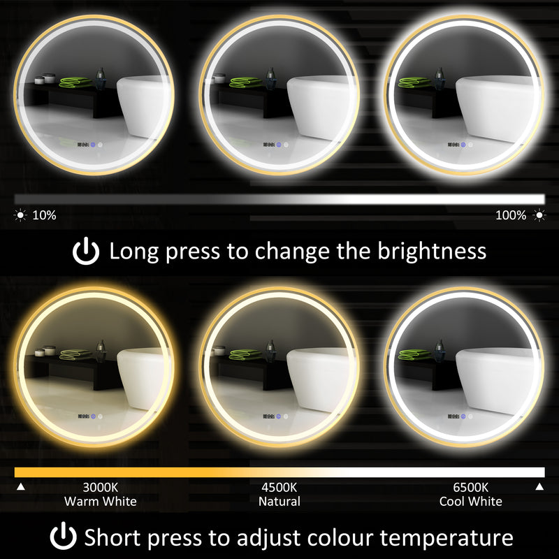 80cm Gold Tone LED Bathroom Mirror With Anti-Fog Function by HOMCOM