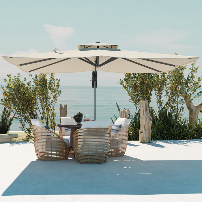 Grey Cantilever Parasol 3.7 x 2.7m With 360 Rotation Tilt UPF50 Sun Shade by Outsunny