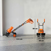 Electric Garden Tiller Rotavator for Easy Soil Preparation with Adjustable Wheels Orange AOSOM