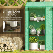 Three Tier Mini Greenhouse With Shelves For Patio Or Balcony Planting Green AOSOM