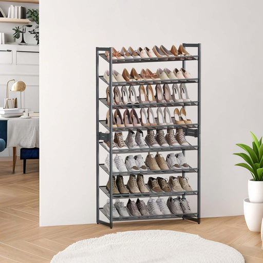 8 Tier Metal Shoe Rack Freestanding Shoe Organiser for Hallway or Bedroom by Songmics