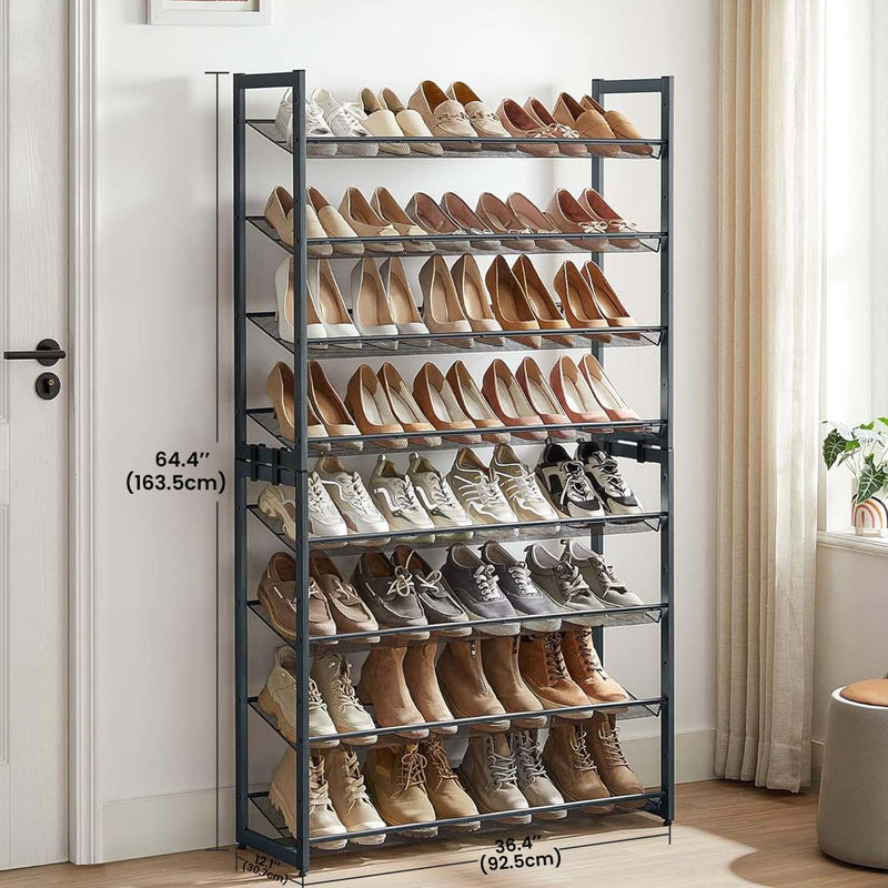 8 Tier Metal Shoe Rack Freestanding Shoe Organiser for Hallway or Bedroom by Songmics