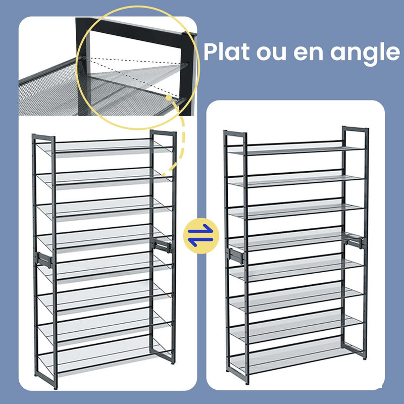 8 Tier Metal Shoe Rack Freestanding Shoe Organiser for Hallway or Bedroom by Songmics