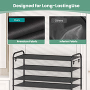 3 Tier Fabric Shoe Rack with 4 Side Hooks Holds up to 15 Pairs of Shoes by Songmics