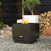 Smokeless Garden Fire Pit for Clean Outdoor Evenings Metal Construction Black Outsunny