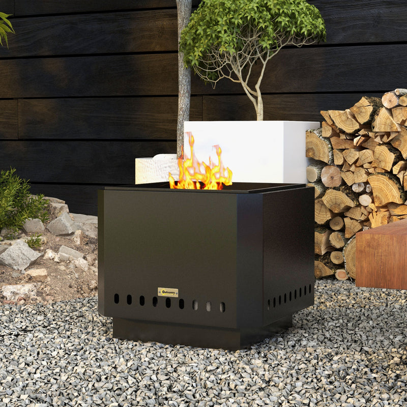 Smokeless Garden Fire Pit for Clean Outdoor Evenings Metal Construction Black Outsunny
