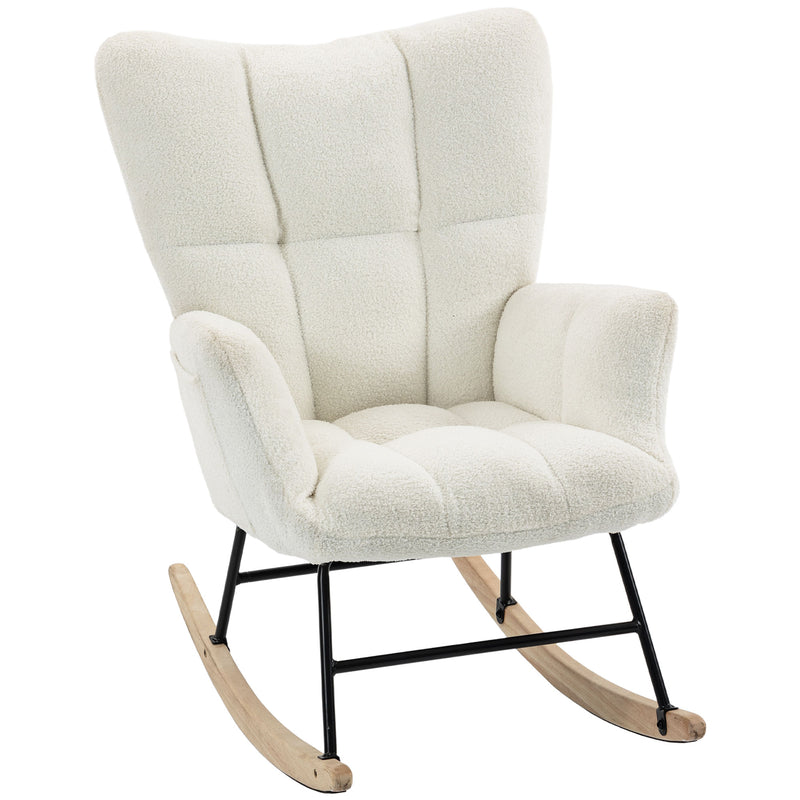 Rocking Chair for Relaxing with Soft Teddy Fleece and Supportive Foam