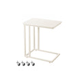 C Shaped Side Table with Steel Frame and Lockable Castors for Living Room - Cream White VASAGLE