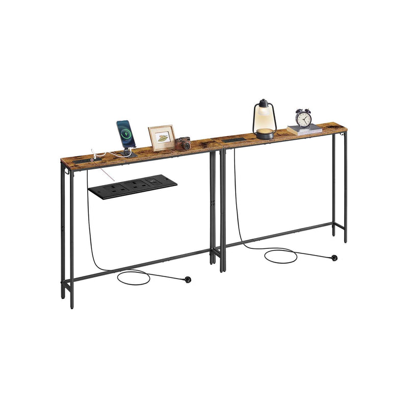 Set of 2 Slim Console Tables with USB Charging Ports for Hallway or Living Room by Vasagle