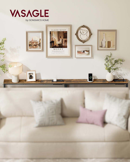 Set of 2 Slim Console Tables with USB Charging Ports for Hallway or Living Room by Vasagle