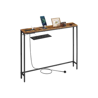 Slim Console Table with USB Charging Ports and Storage Shelf for Hallway by Vasagle