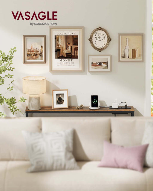 Slim Console Table with USB Charging Ports and Storage Shelf for Hallway by Vasagle