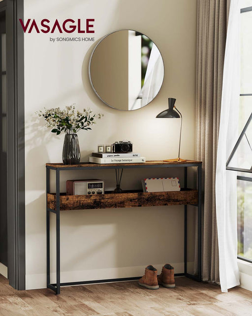 Entryway Console Table with Open Storage Compartments for Hallway or Living Room by Vasagle