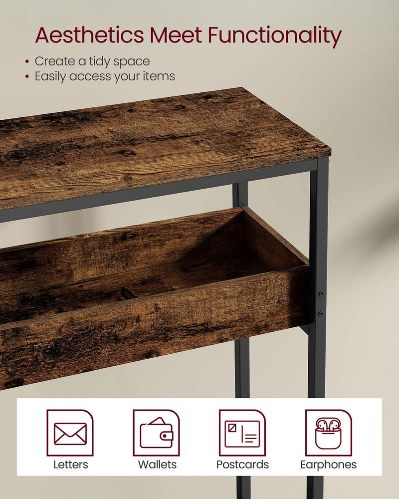 Entryway Console Table with Open Storage Compartments for Hallway or Living Room by Vasagle