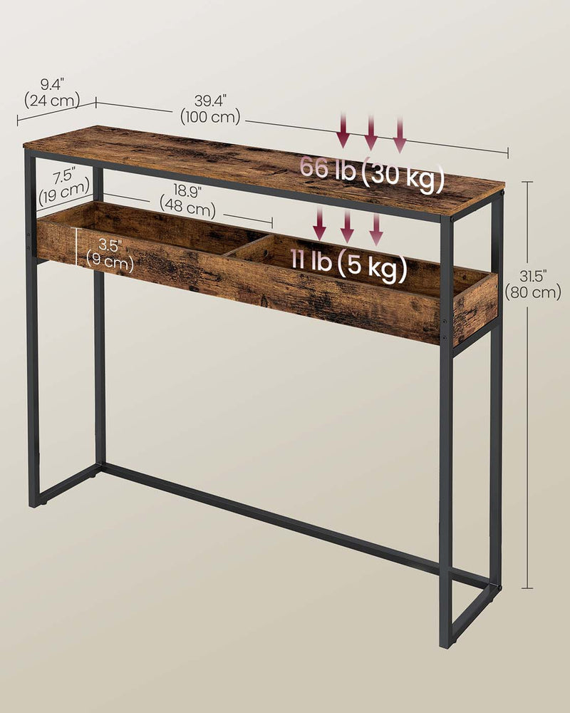 Entryway Console Table with Open Storage Compartments for Hallway or Living Room by Vasagle