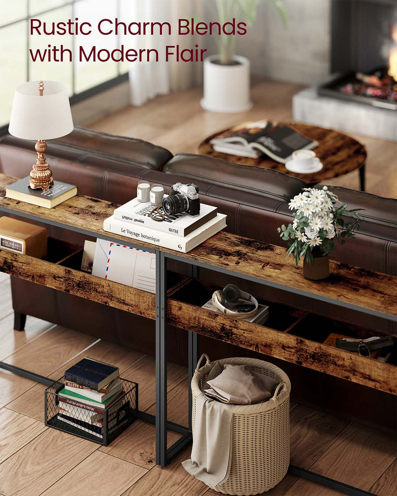 Entryway Console Table with Open Storage Compartments for Hallway or Living Room by Vasagle