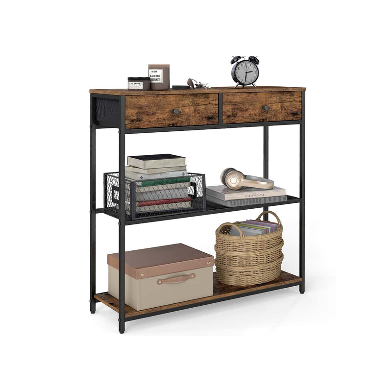 Console Table with Fabric Drawers and Open Shelves for Hallway or Living Room by Vasagle