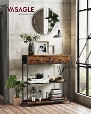 Console Table with Fabric Drawers and Open Shelves for Hallway or Living Room by Vasagle