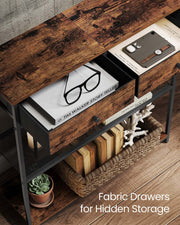 Console Table with Fabric Drawers and Open Shelves for Hallway or Living Room by Vasagle