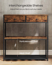 Console Table with Fabric Drawers and Open Shelves for Hallway or Living Room by Vasagle