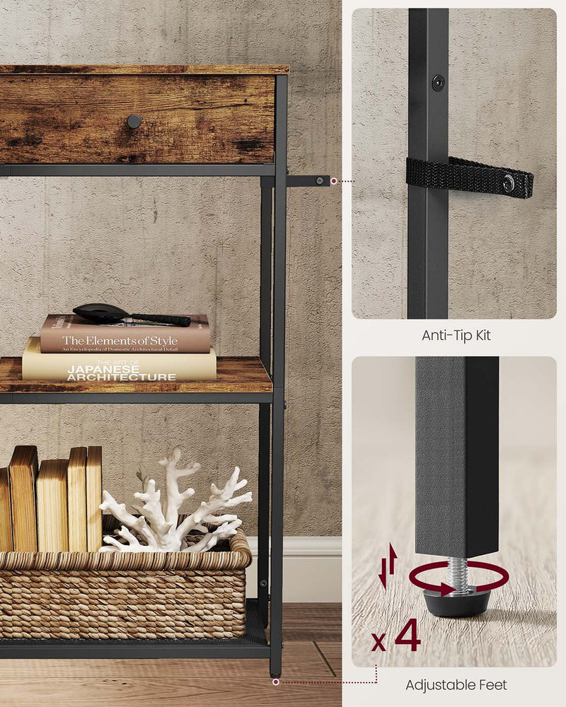 Console Table with Fabric Drawers and Open Shelves for Hallway or Living Room by Vasagle