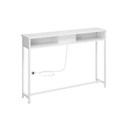 Slim White Console Table With Charging Sockets and USB for Hallway or Living Room with Narrow Design by Vasagle