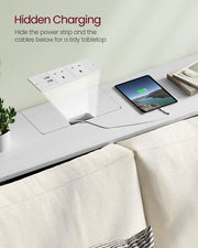 Slim White Console Table With Charging Sockets and USB for Hallway or Living Room with Narrow Design by Vasagle