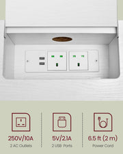 Slim White Console Table With Charging Sockets and USB for Hallway or Living Room with Narrow Design by Vasagle