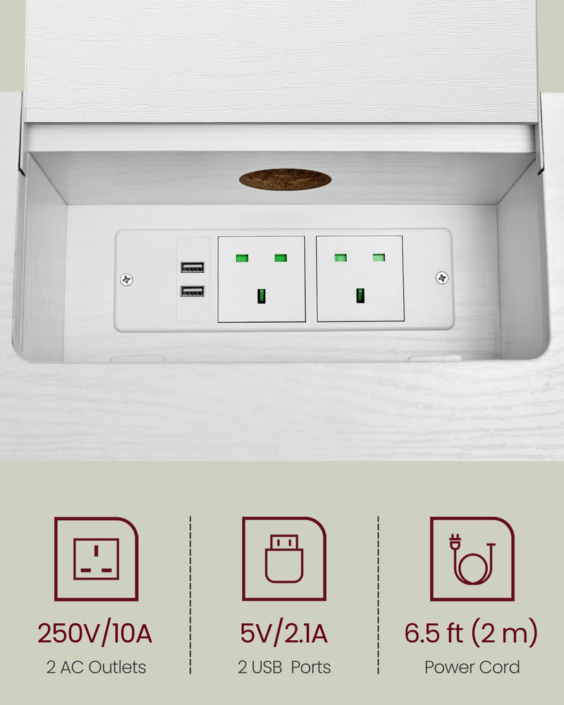 Slim White Console Table With Charging Sockets and USB for Hallway or Living Room with Narrow Design by Vasagle