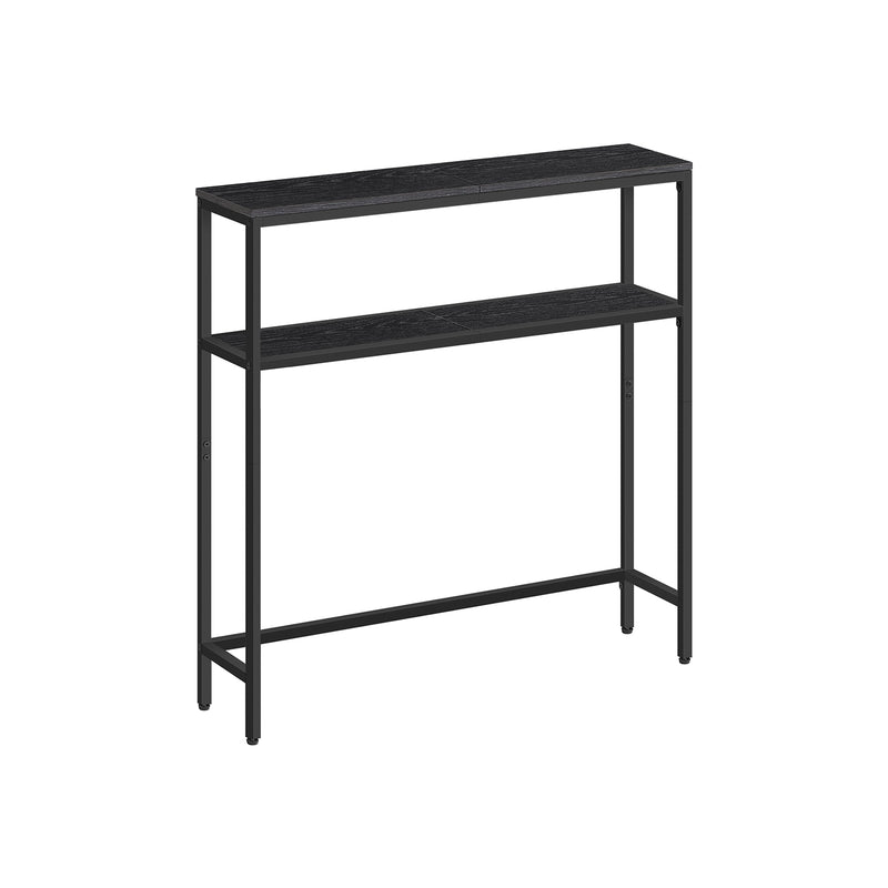 Slim 2 Tier Console Table for Hallway in Charcoal Grey and Ink Black by Vasagle