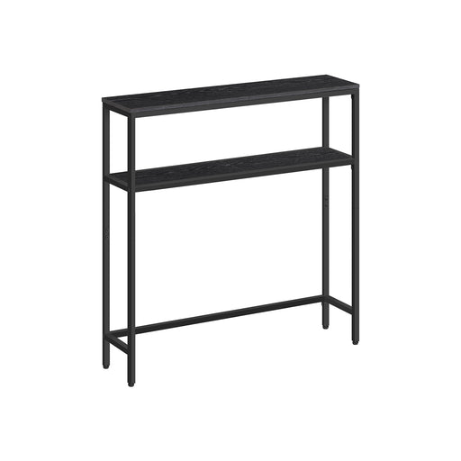 Slim 2 Tier Console Table for Hallway in Charcoal Grey and Ink Black by Vasagle