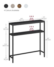 Slim 2 Tier Console Table for Hallway in Charcoal Grey and Ink Black by Vasagle