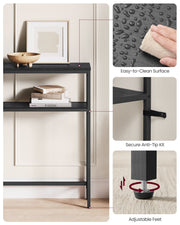 Slim 2 Tier Console Table for Hallway in Charcoal Grey and Ink Black by Vasagle