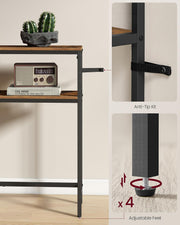 Slim 2 Tier Hallway Sofa Table Rustic Brown and Black Space Saving Design by Vasagle